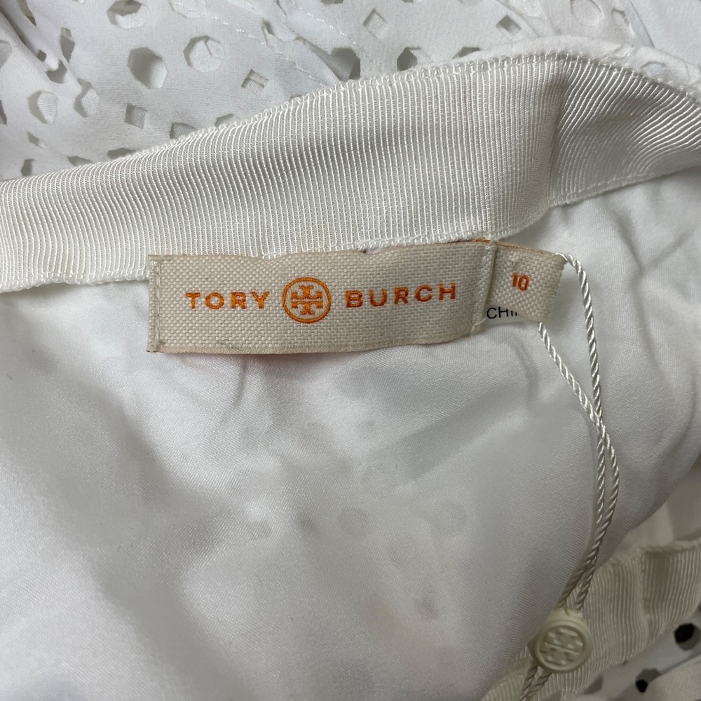 Tory‎ Burch 10 New w/Tags White 100% Polyester Carine Skirt Lined Pleated - Picture 3 of 8